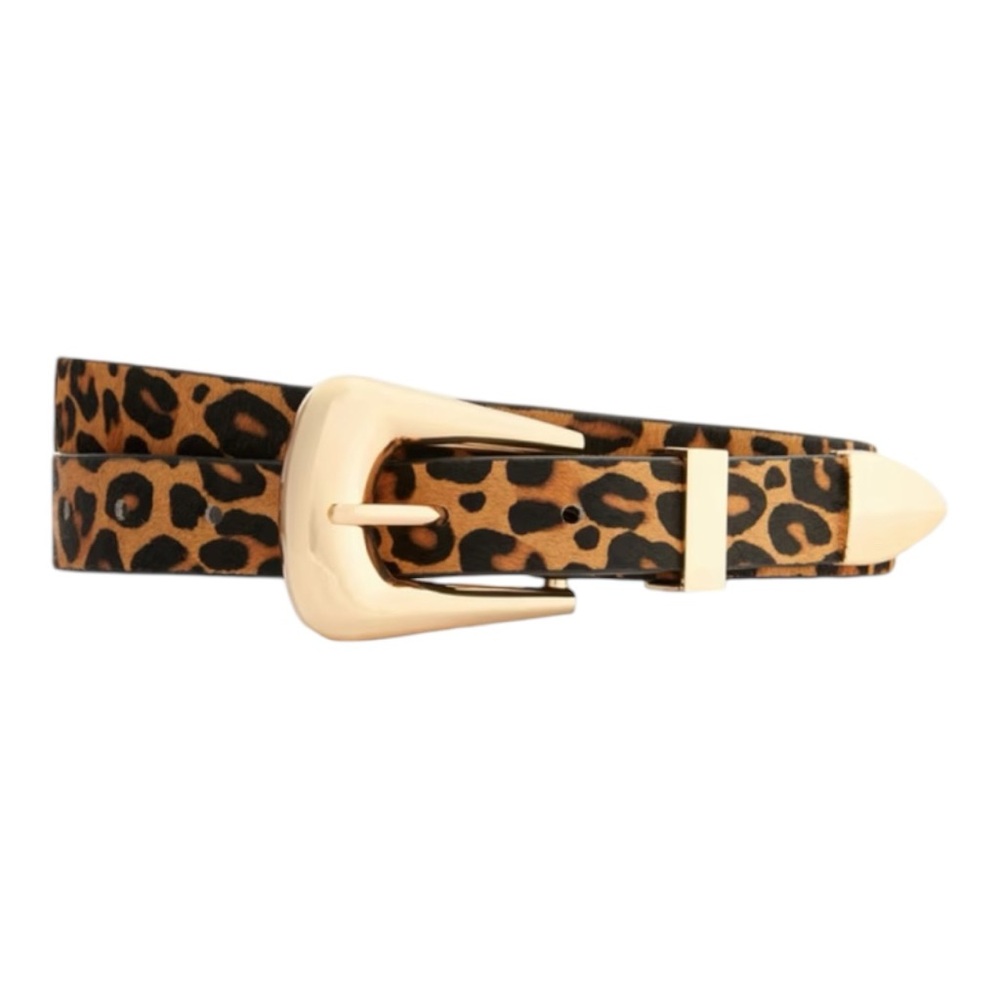 Leopard Textured Belt with Gold Buckle 2X 50-52 inch